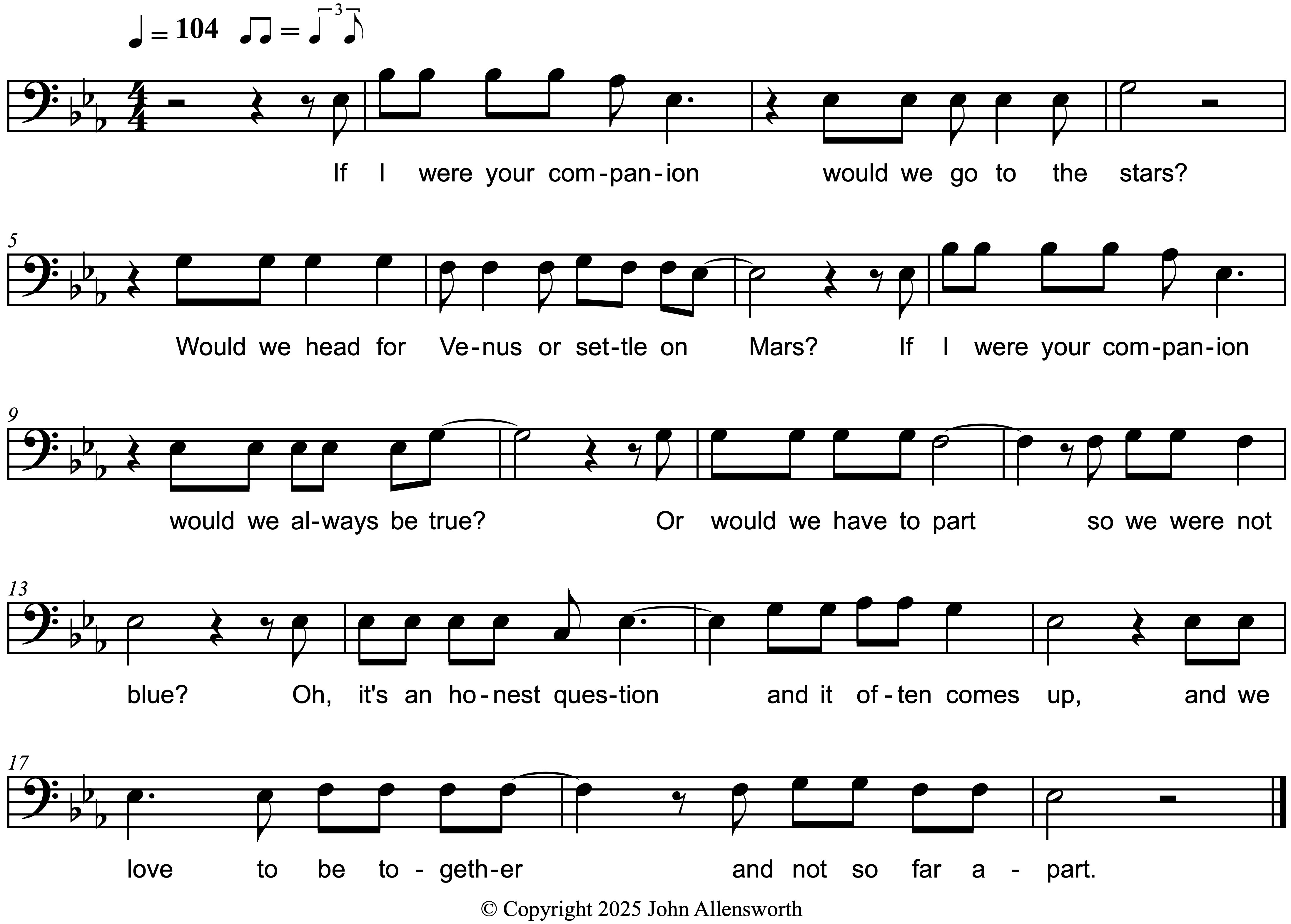 If I Were Your Companion, composed by John Allensworth, copyright 2023